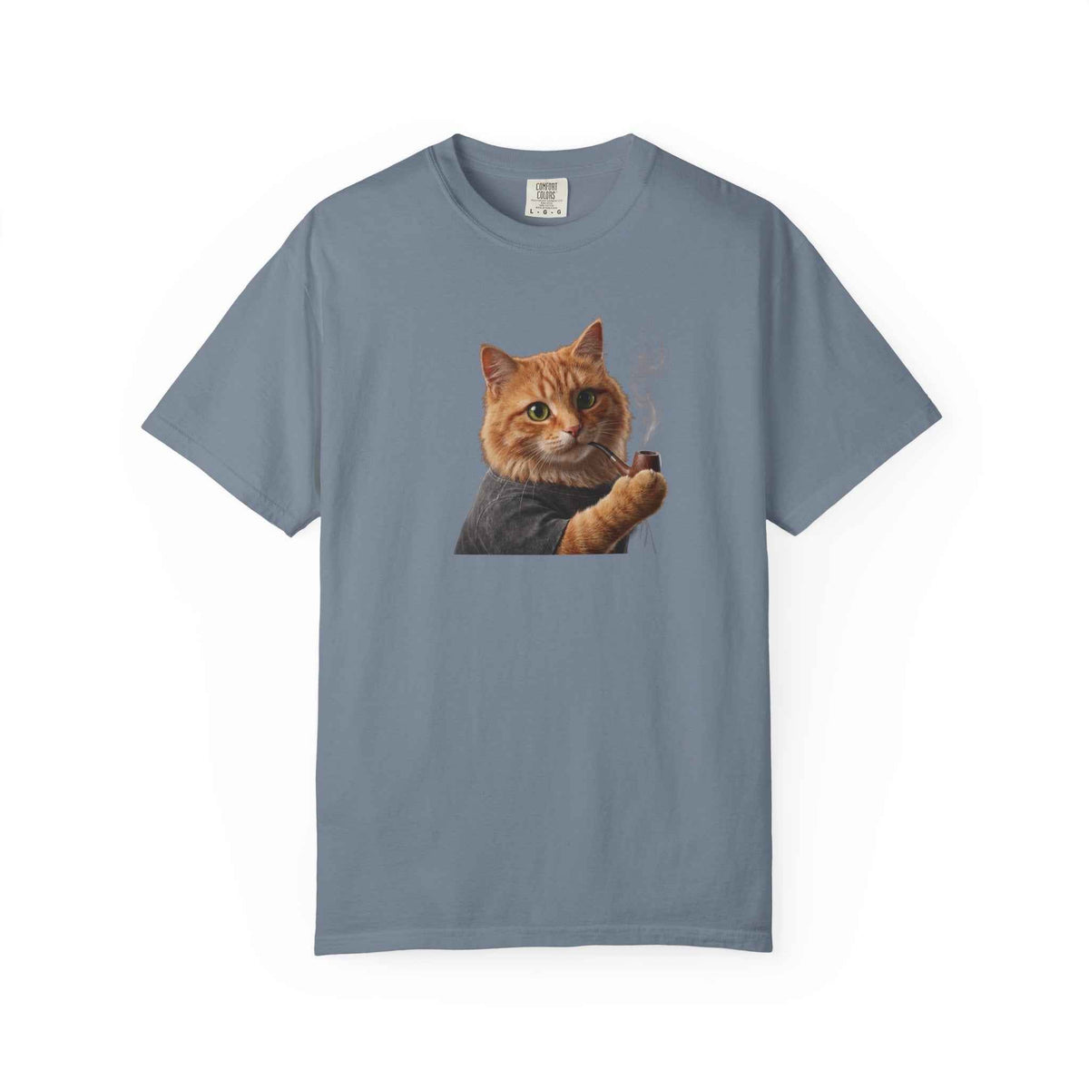 Funny Orange Cat Smoking Pipe Graphic Tee, Harajuku Streetwear, Cozy Kitten