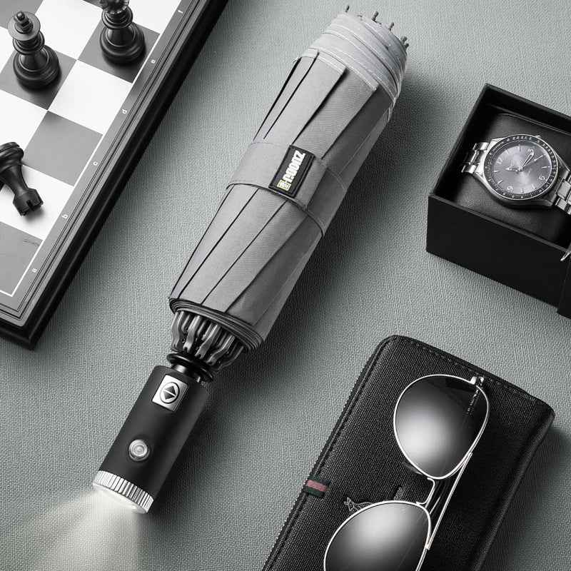 LED Flashlight Folding Umbrella - Bright on Rainy Nights & Sunny Days