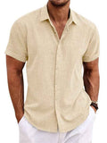 Vintage Linen Casual Hooded Shirt - Lightweight Long Sleeve Pullover Cotton Linen Streetwear Hoodie