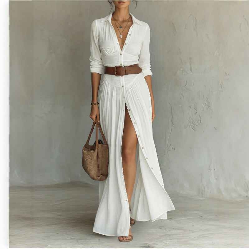 Women's V-Neck Long Maxi Dress - Elegant & Comfortable Casual Wear