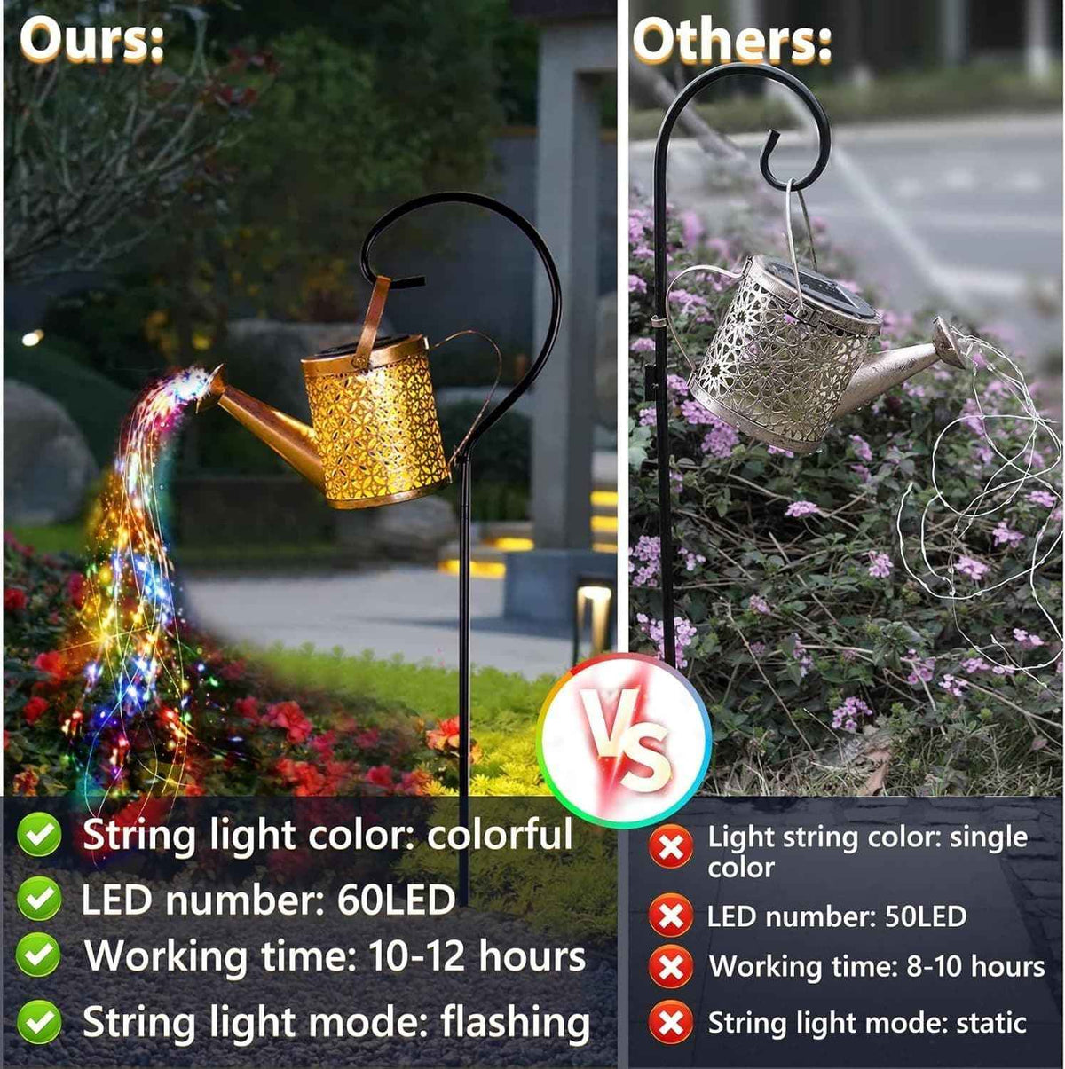 Outdoor Solar Watering Can With Lights Garden Decor Large Solar Powered Lanterns Hanging Waterproof LED Decorative Retro Metal Kettle String Lights For Table Yard Pathway Walkway Gardening Gifts