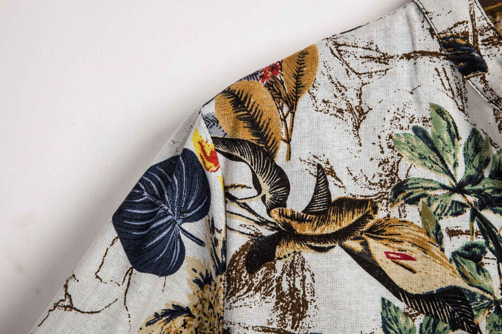 Vintage Floral Linen Shirt: Lightweight Button-Up Urban Casual