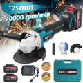 Cordless Angle Grinder 125mm 21V - Electric Rotary Tool w/2 Batteries