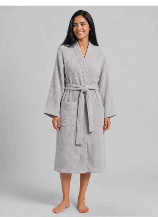 Solid Color Belt Bathrobe Minimalist Nightgown Sleeveless