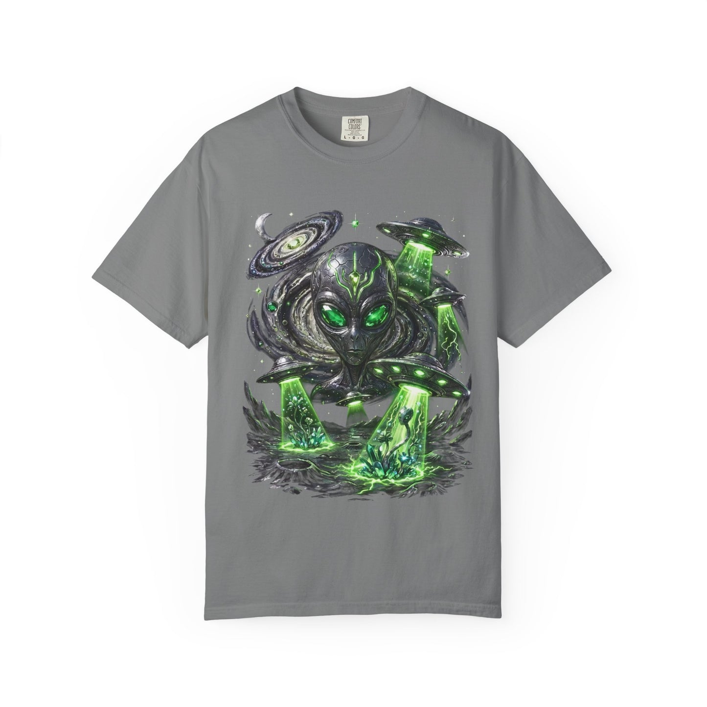 Y2K Cyberpunk Cosmic Space Monster T-Shirt Green Neon Aura Unisex Harajuku Style Streetwear Comfort Colors 1717 Graphic Tee
