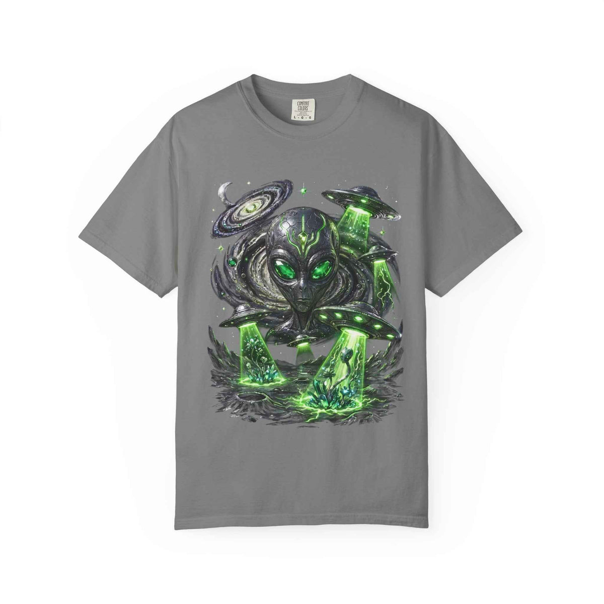 Cyberpunk Cosmic Monster Tee - Green Neon Harajuku Y2K Statement Shirt