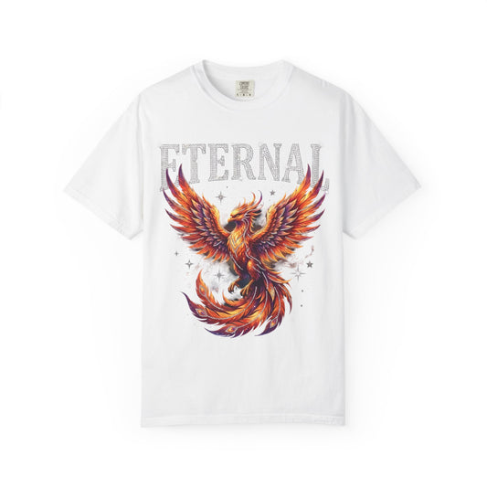 Retro Y2K Eternal Phoenix Graphic Tee - Comfort Colors 1717 Heavyweight Glistening Rhinestone Font Celestial Aesthetic Streetwear T-Shirt