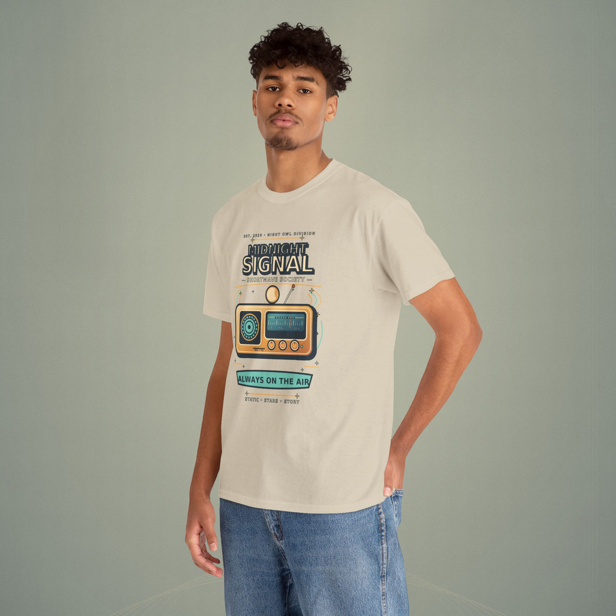 Midnight Signal Shortwave Society Tee | Vintage Ham Radio Operator Graphic Shirt | Gildan 5000