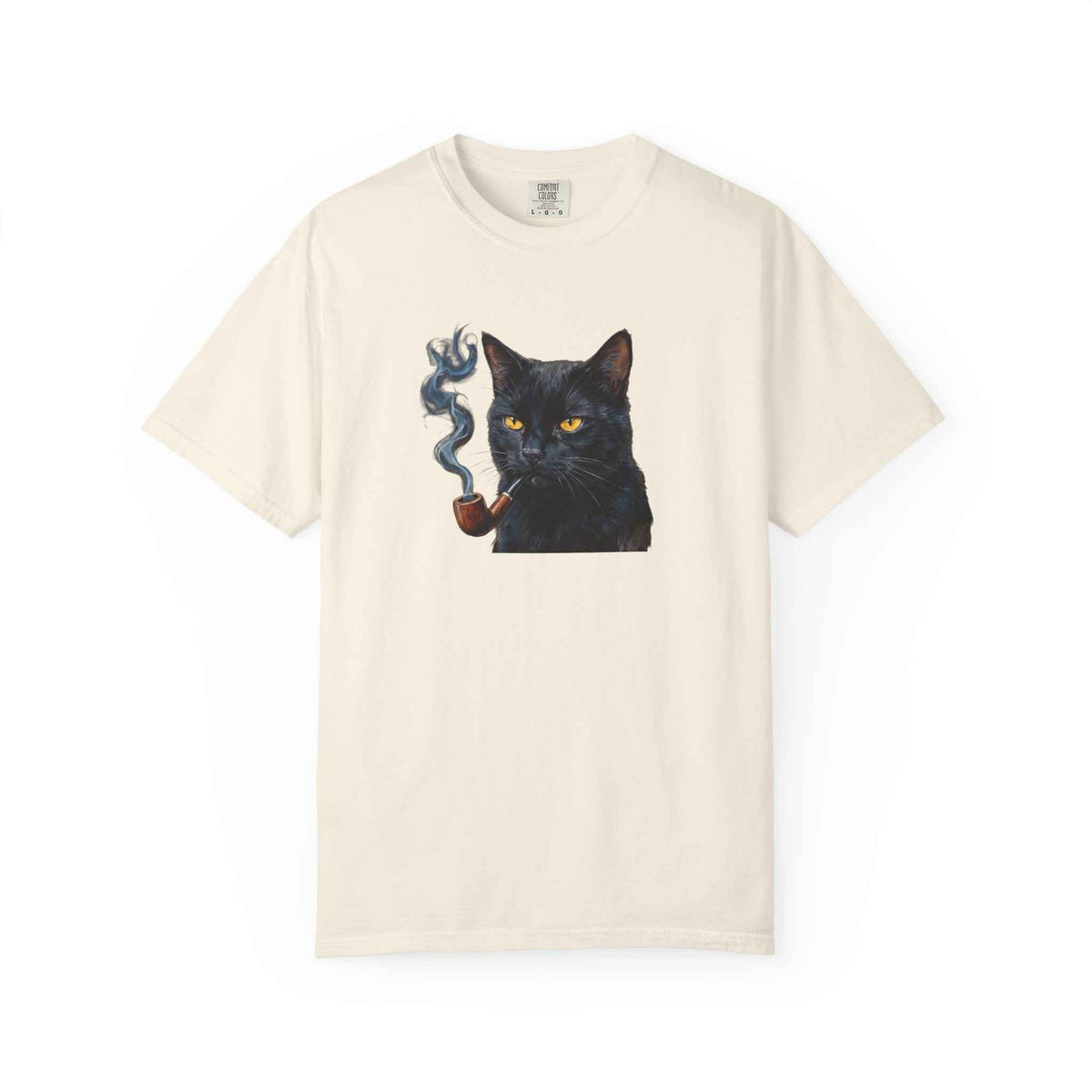 Smoking Cat Graphic T-Shirt — Vintage Noir Cat with Pipe Tee