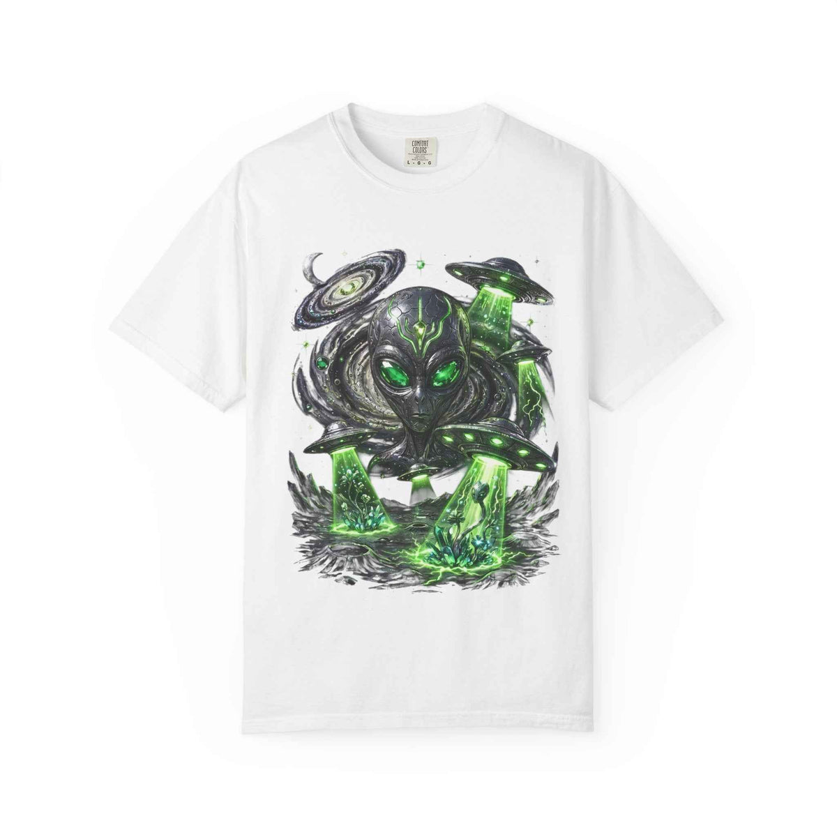 Cyberpunk Cosmic Monster Tee - Green Neon Harajuku Y2K Statement Shirt