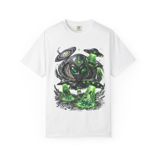 Y2K Cyberpunk Cosmic Space Monster T-Shirt Green Neon Aura Unisex Harajuku Style Streetwear Comfort Colors 1717 Graphic Tee