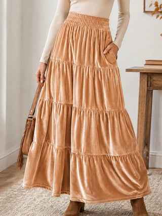 High-Waisted Pleated Long Dress with Wide Skirt Shape | Elegant & Comfortable