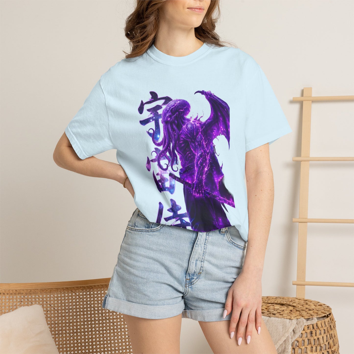 Purple Galaxy Monster Shirt Japanese Aesthetic T Shirt Cosmic Horror Graphic Tee Harajuku Streetwear Comfort Colors 1717 Apparel