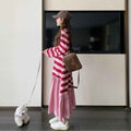 Maternity Striped Patchwork Sweatshirt Dress - Comfortable & Stylish