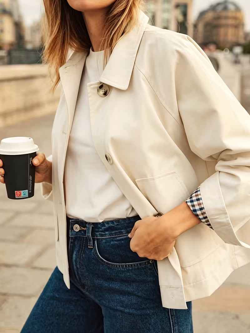 Women's Lightweight Solid Color Long Sleeve Poly Casual Jacket