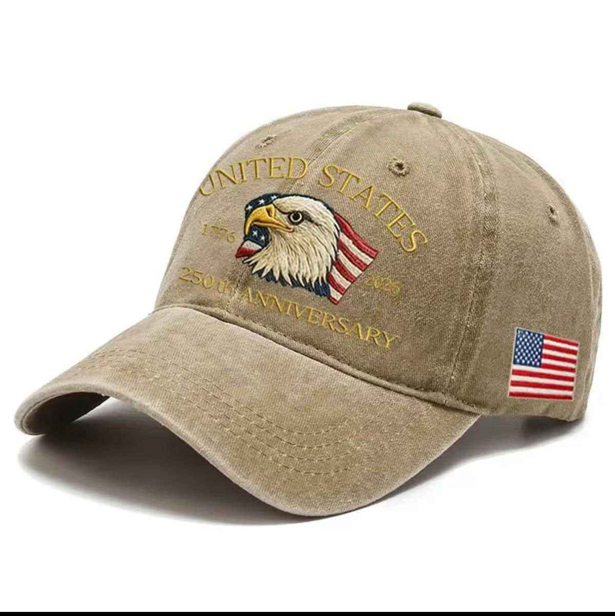 USA 250th Anniversary Baseball Cap - USA Eagle Washed Print Design