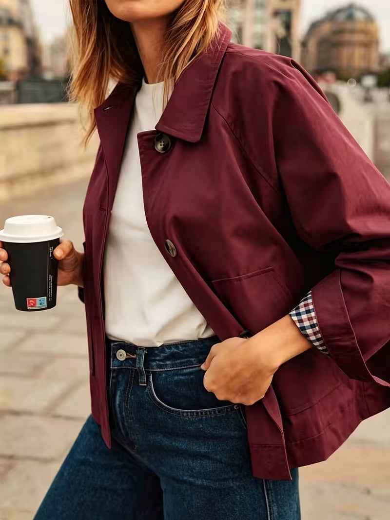 Women's Lightweight Solid Color Long Sleeve Poly Casual Jacket