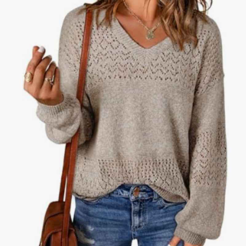 Women's Solid Color Sweater, Cozy Knit Top, XL Sizes