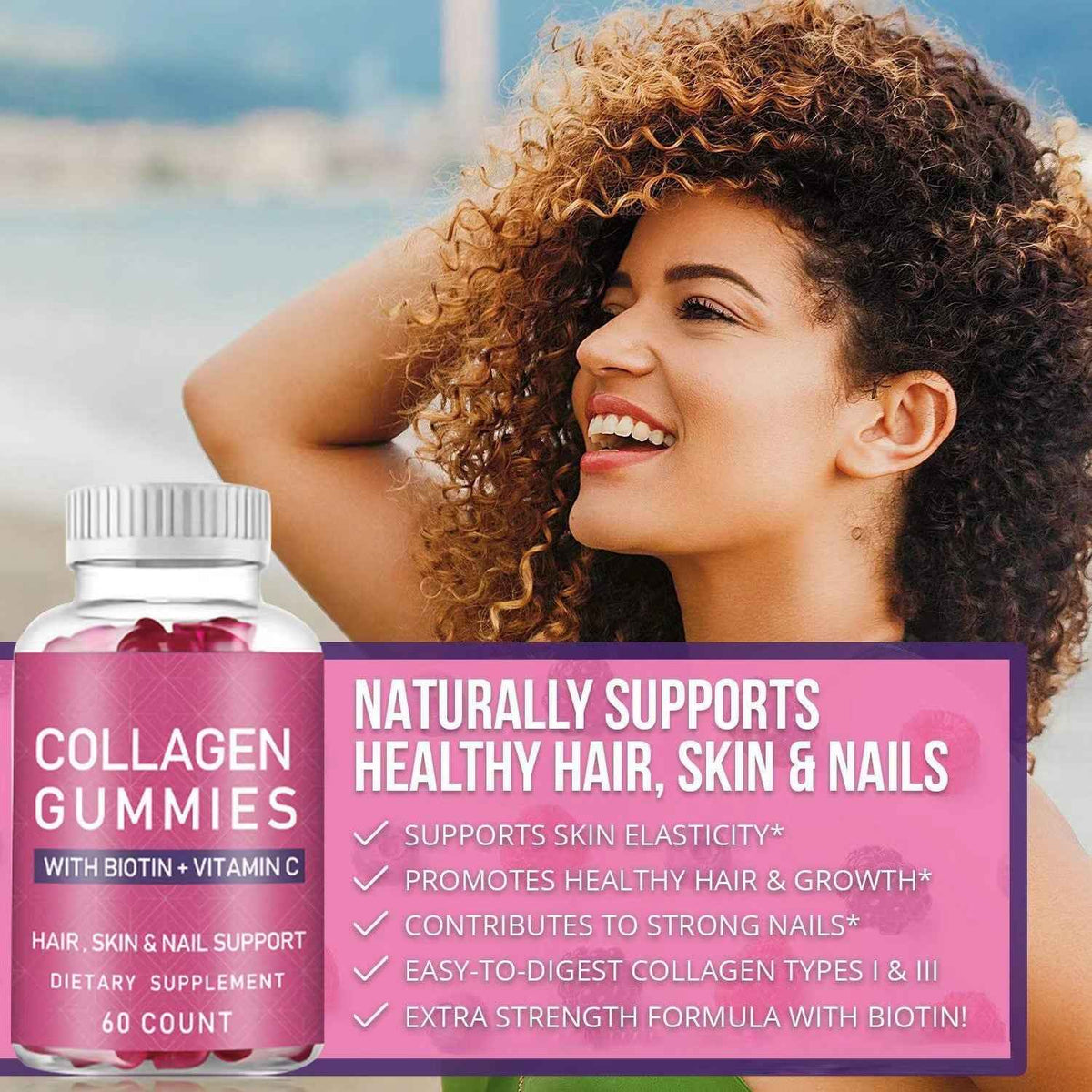 Collagen Gummies - 60 Soft Candies for Radiant Skin & Hair Support