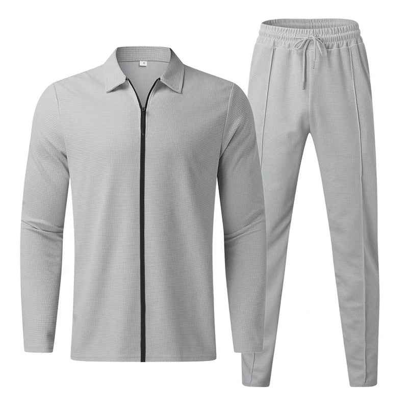 Modern Unisex Button Closure Jacket & Pants Set - Casual Fashion Outfit