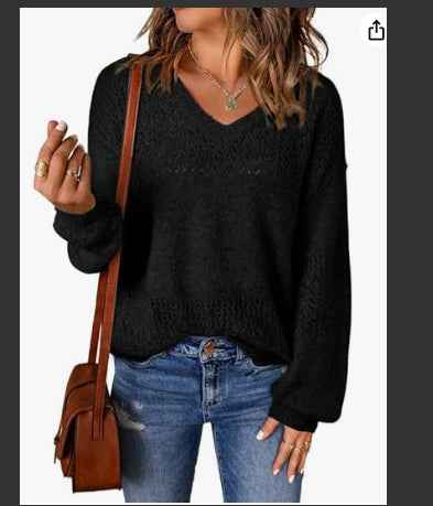 Women's Solid Color Sweater, Cozy Knit Top, XL Sizes