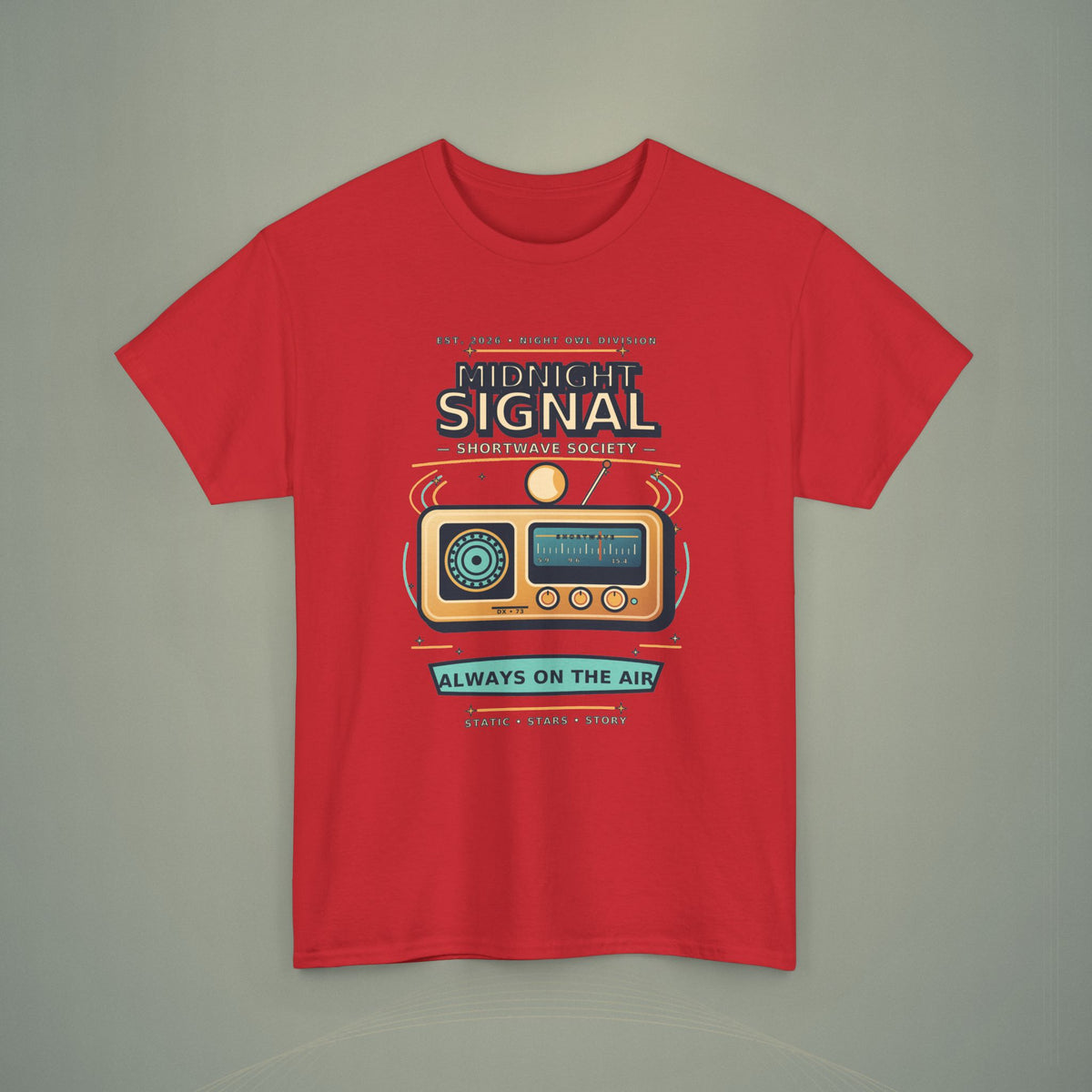 Midnight Signal Shortwave Society Tee | Vintage Ham Radio Operator Graphic Shirt | Gildan 5000