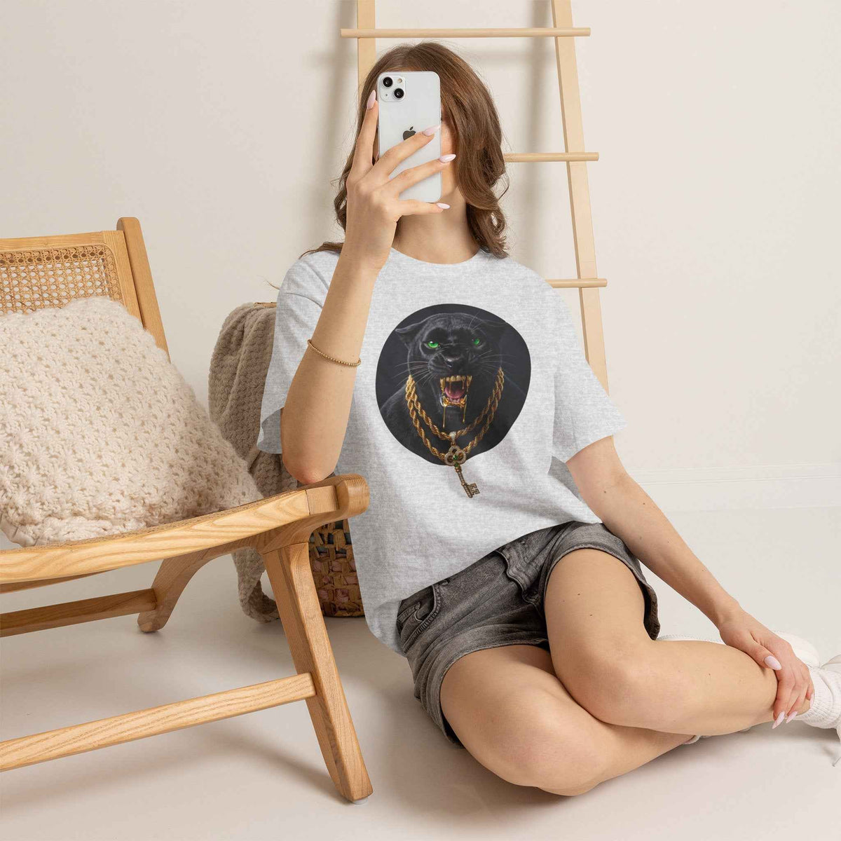 White Iced Out Panther Graphic Tee - Premium Heavy Cotton Streetwear