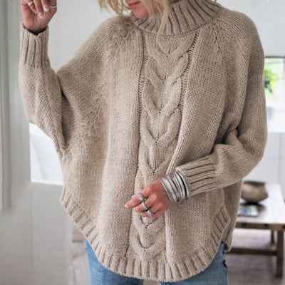 Pullover woman loose sweater - High collar, long sleeve, multiple colors