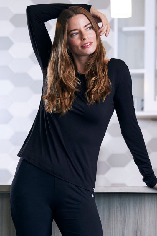 Damen Langarm-T-Shirt aus Bambus für zu Hause
