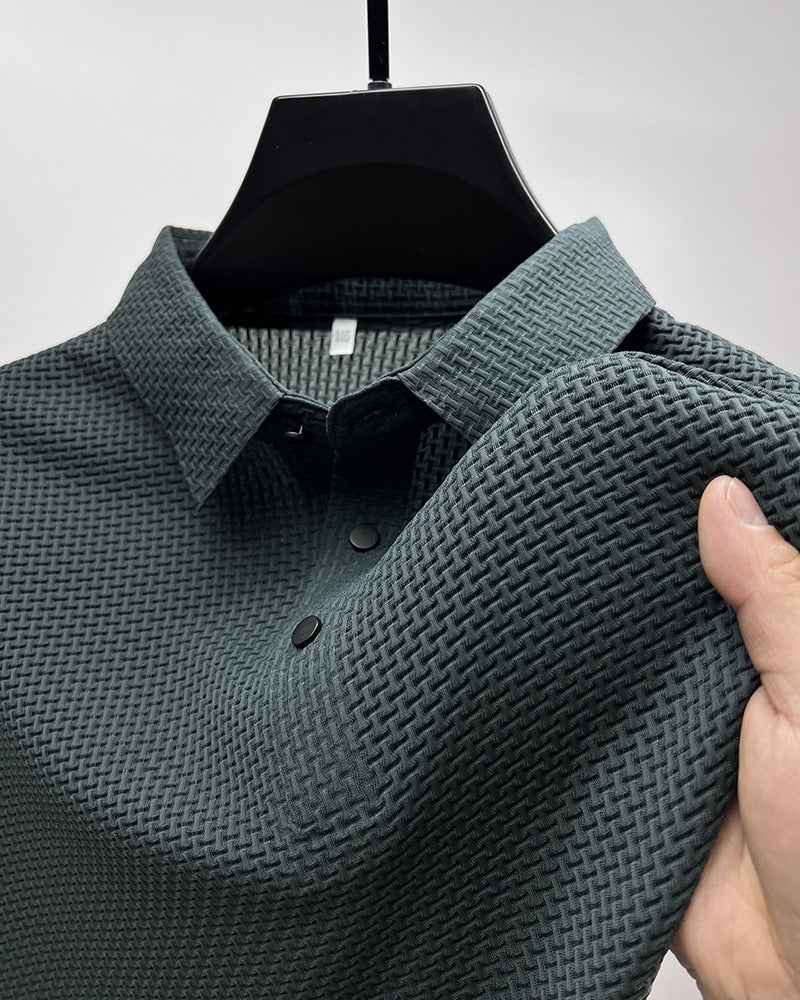 Men's Lightweight Ice Silk Mesh Knit Polo Shirt - Breathable Urban Streetwear