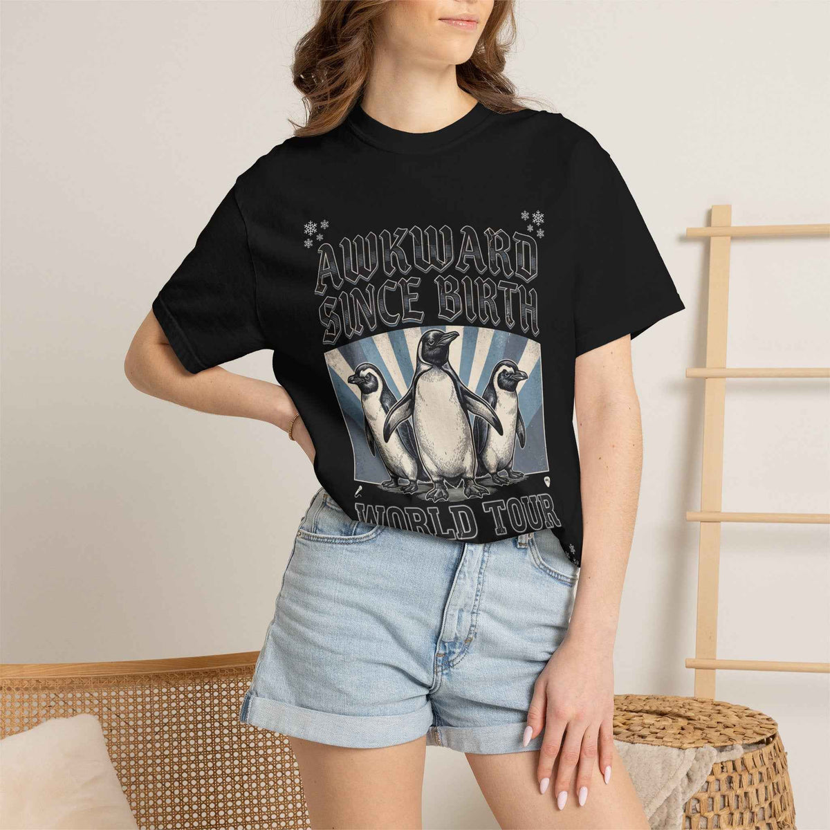 Vintage Washed Comfort Colors Penguin Tour Ironic Tee - Heavyweight Boxy