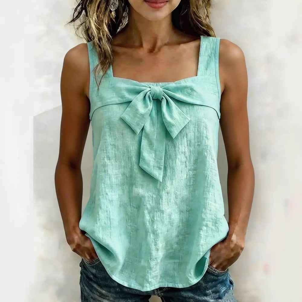 Square-Neck Sleeveless Tank Top Women - Summer Casual Comfortable Cotton Linen Blends