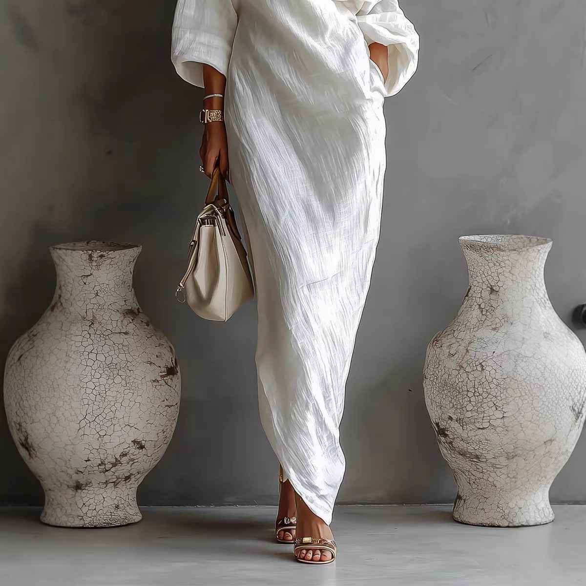 Irregular Off-shoulder Long Dress Fashion Elegant Long-sleeved Dresses Women's Beach Vacation Clothing