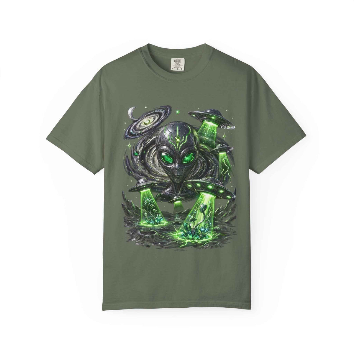 Cyberpunk Cosmic Monster Tee - Green Neon Harajuku Y2K Statement Shirt
