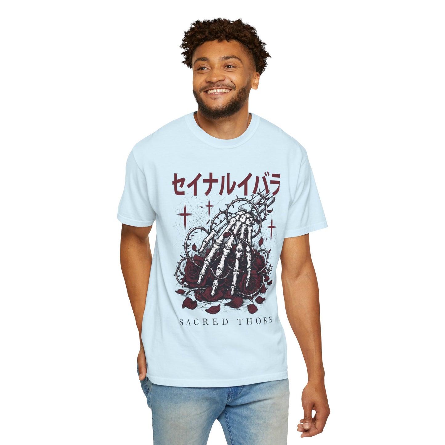 T-Shirt — Sacred Thorn Skeleton Hands Graphic Tee (セイナルイバラ)
