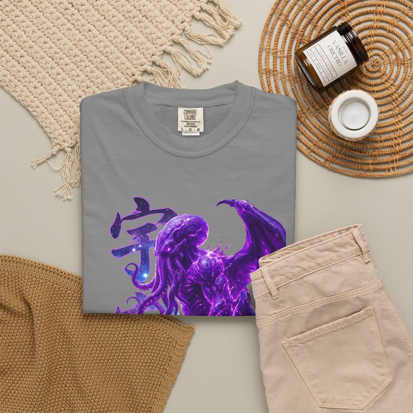 Purple Galaxy Monster Shirt Japanese Aesthetic T Shirt Cosmic Horror Graphic Tee Harajuku Streetwear Comfort Colors 1717 Apparel