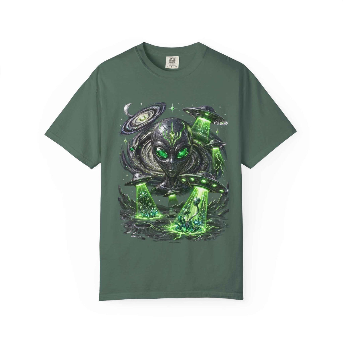 Cyberpunk Cosmic Monster Tee - Green Neon Harajuku Y2K Statement Shirt