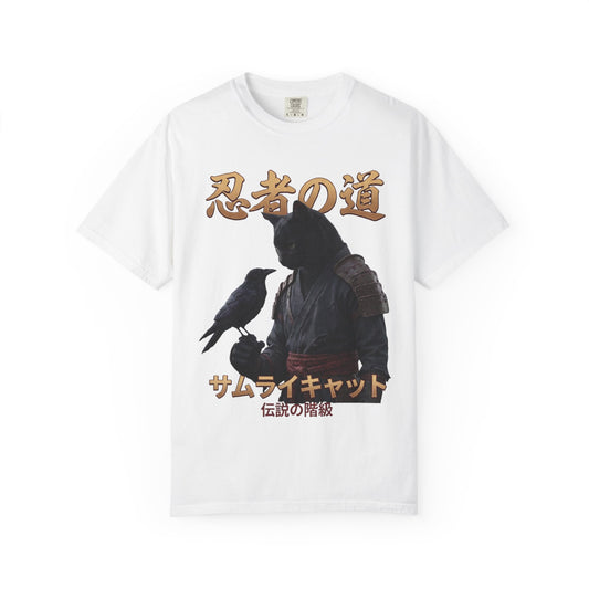 Premium Heavyweight Boxy Tee - Vintage Ninja no Michi Cat Samurai Graphic T-Shirt | Alternative Dark Aesthetic Comfort Colors 1717