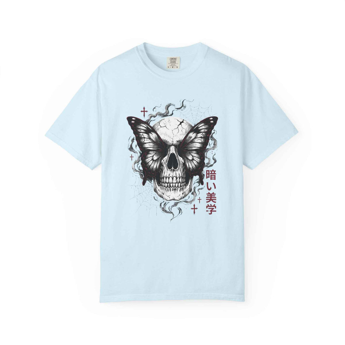 Dark Skull Butterfly Graphic Tee: Elegant & Comfortable