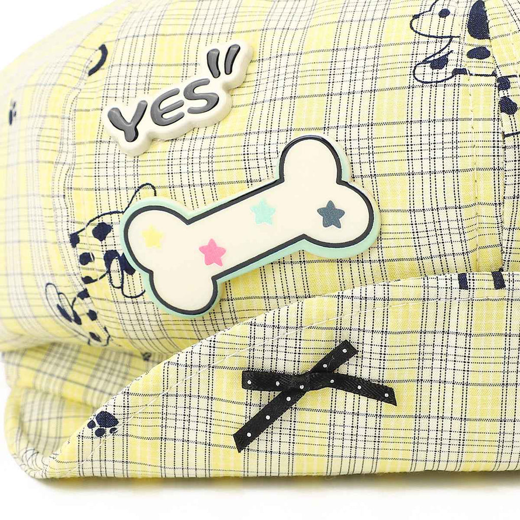 Light Yellow Octagonal Newsboy Hat - Cute Cartoon Puppy Print
