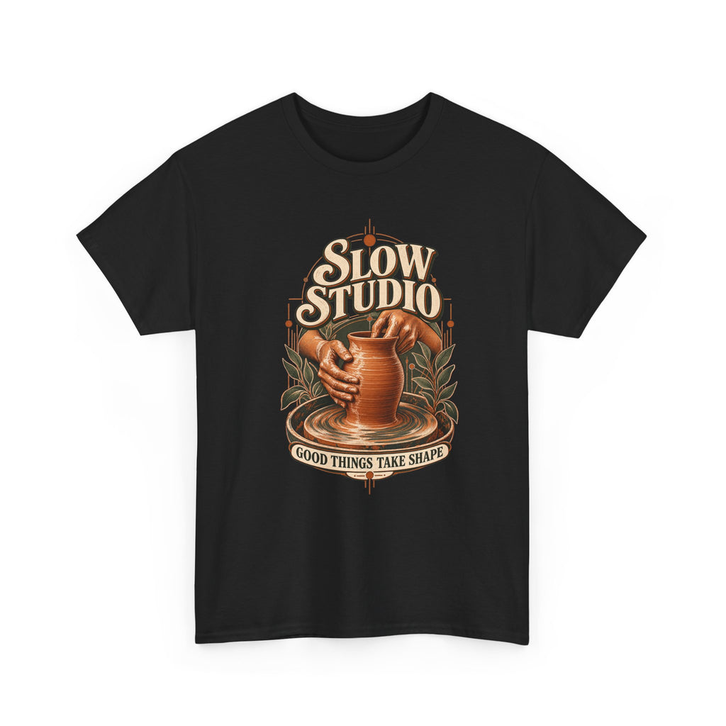 Slow Studio Pottery Wheel Graphic Tee | Good Things Take Shape | Gildan 5000