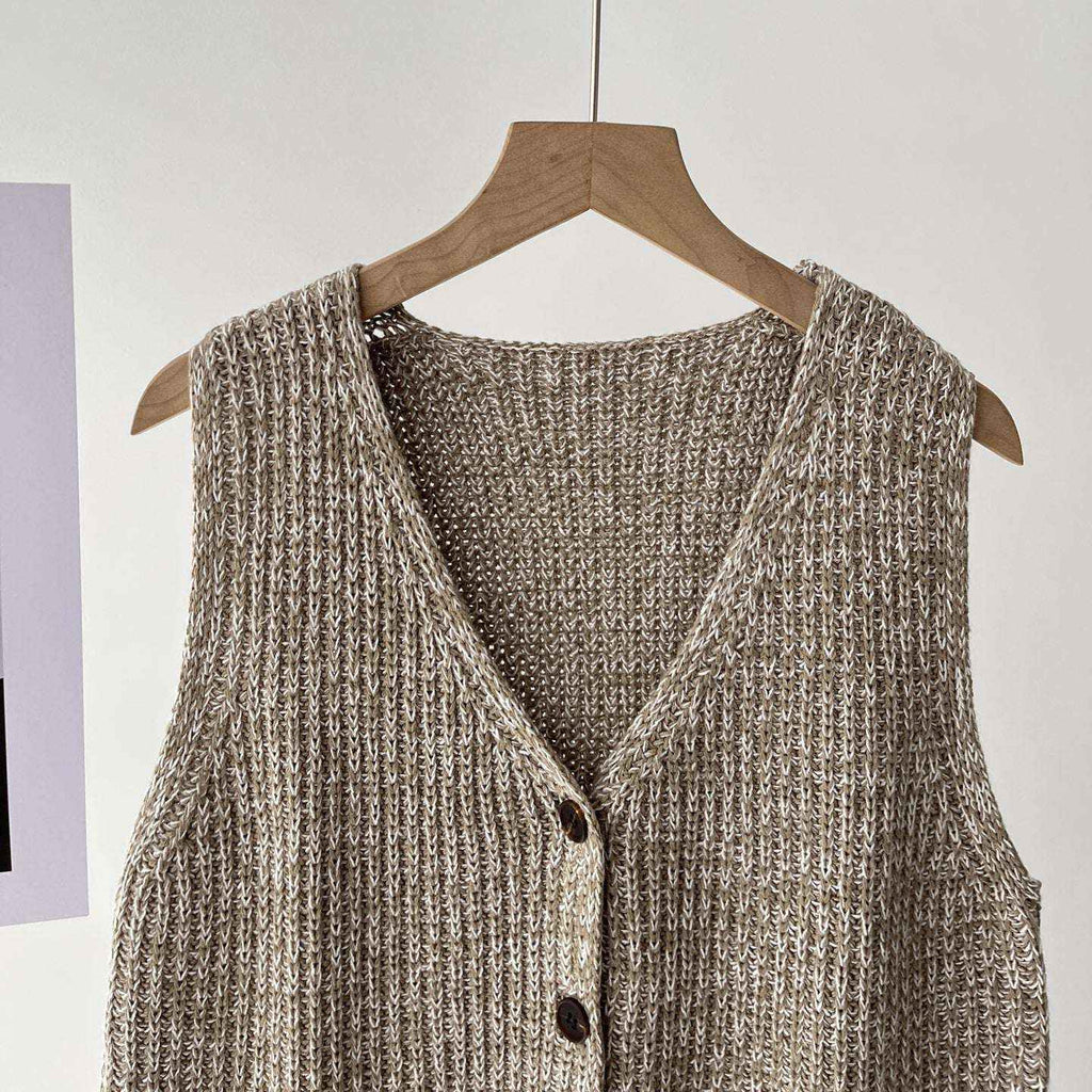 V-Neck Knit Sweater Vest for Office & Commute