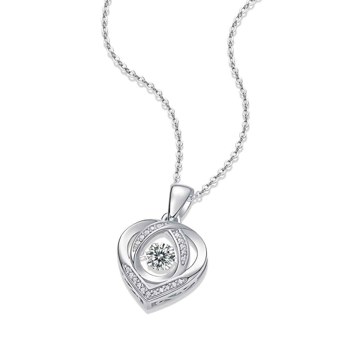 1Heart Luxurious Fashion Diamond Pendant Necklace Set - S920 Silver & Moissanite (Not for TEMU)