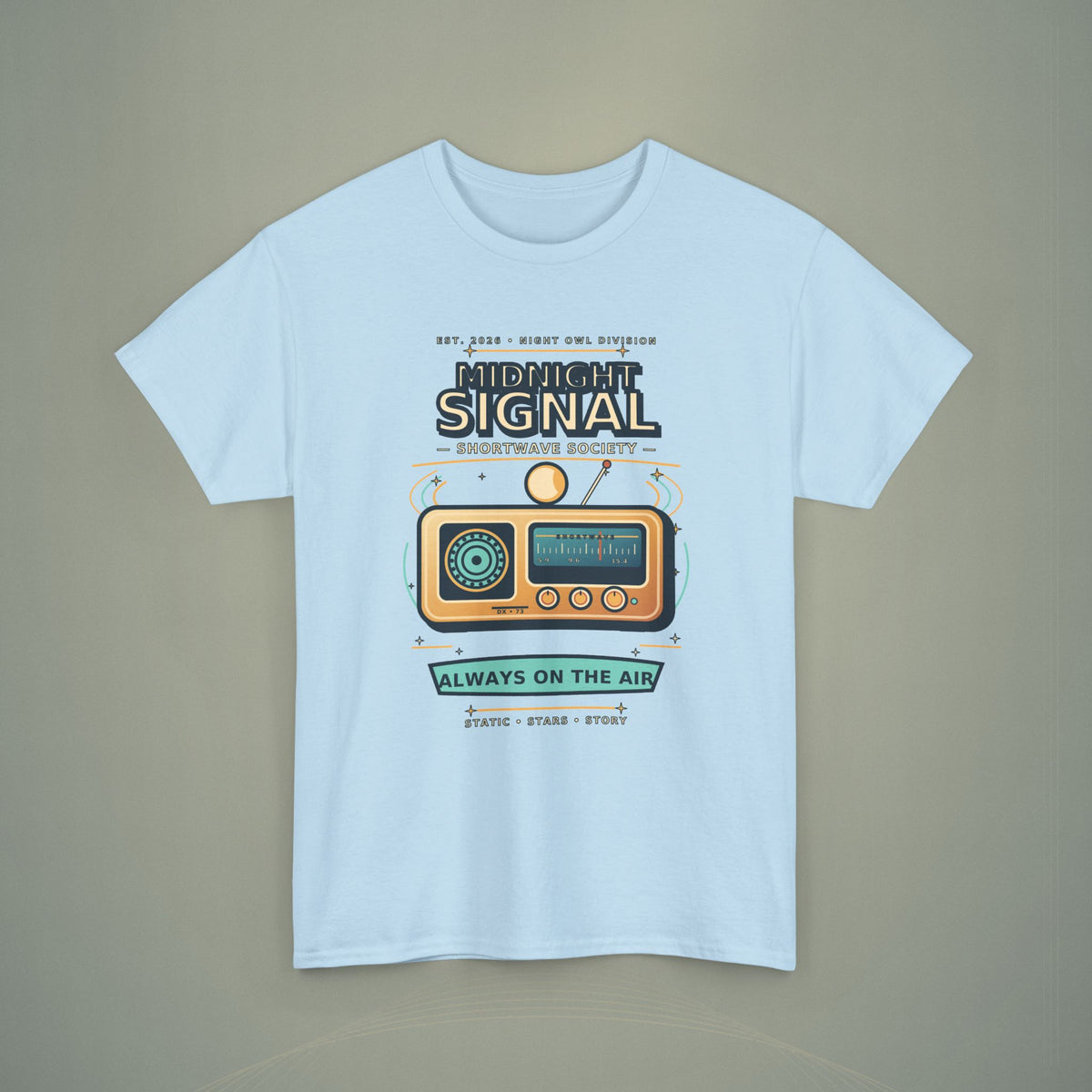 Midnight Signal Shortwave Society Tee | Vintage Ham Radio Operator Graphic Shirt | Gildan 5000