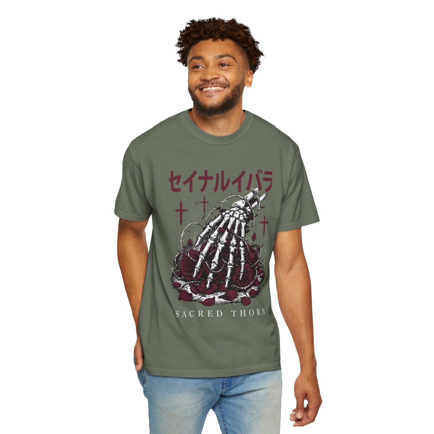 T-Shirt — Sacred Thorn Skeleton Hands Graphic Tee (セイナルイバラ)