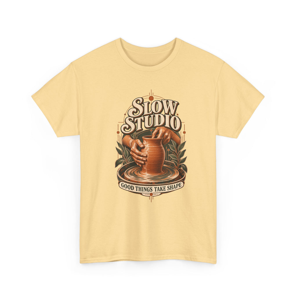 Slow Studio Pottery Wheel Graphic Tee | Good Things Take Shape | Gildan 5000