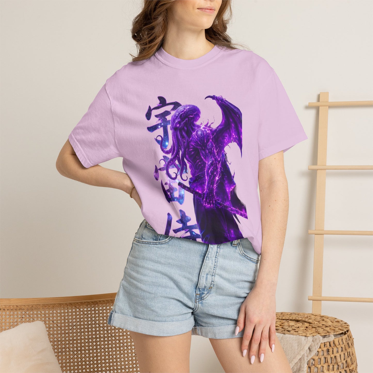 Purple Galaxy Monster Shirt Japanese Aesthetic T Shirt Cosmic Horror Graphic Tee Harajuku Streetwear Comfort Colors 1717 Apparel