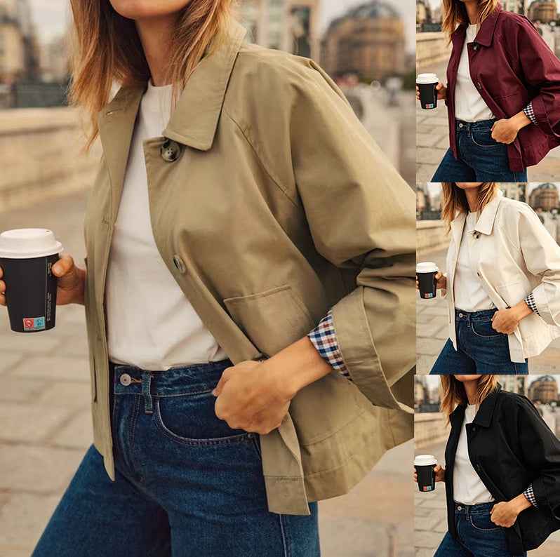 Women's Lightweight Solid Color Long Sleeve Poly Casual Jacket