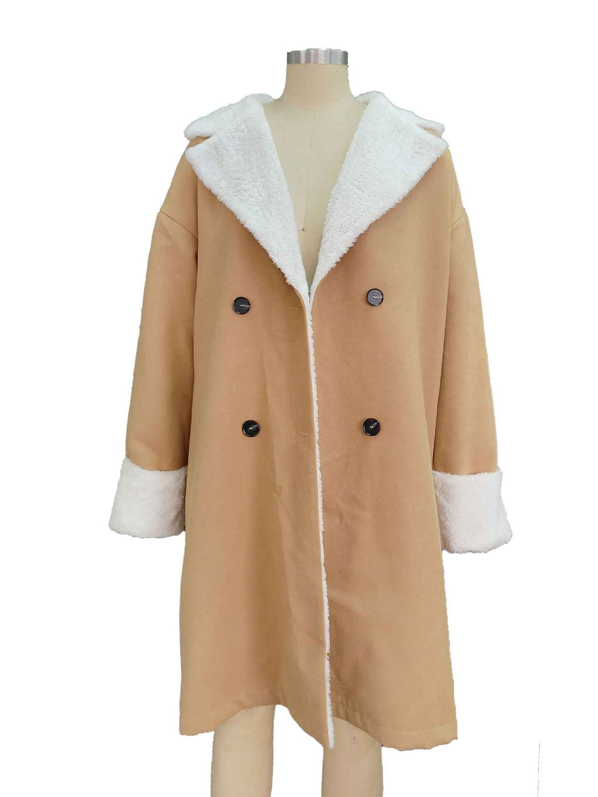 Women's Khaki Woolen Coat - Stylish & Warm for Leisure & Commute