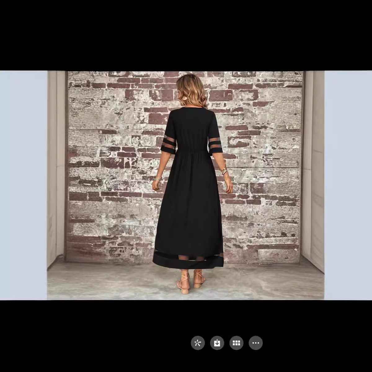 Patchwork Round Neck Mesh Pocket Skirt - Fashionable Casual Wear